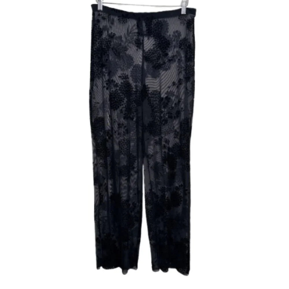 Sympli Womens 6 Pull On High Rise Lace Floral Sheer Pant